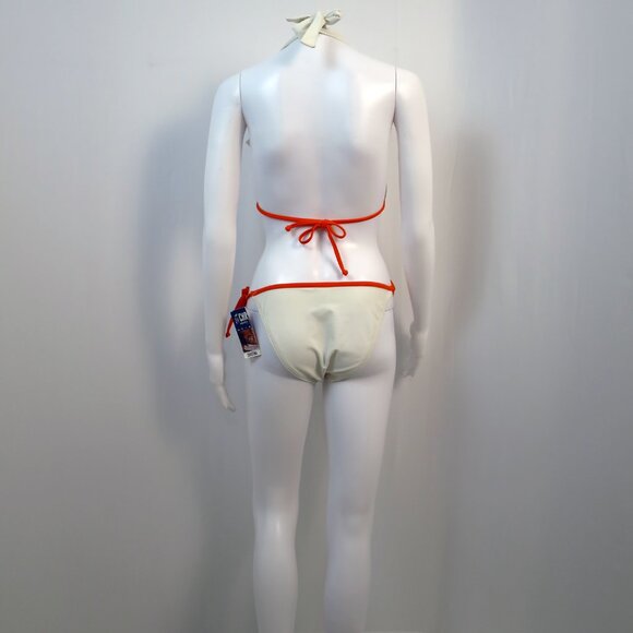 Christina 2-Piece Swimsuit White with Floral Appliqué Beading Embroidery Size M - Picture 11 of 16